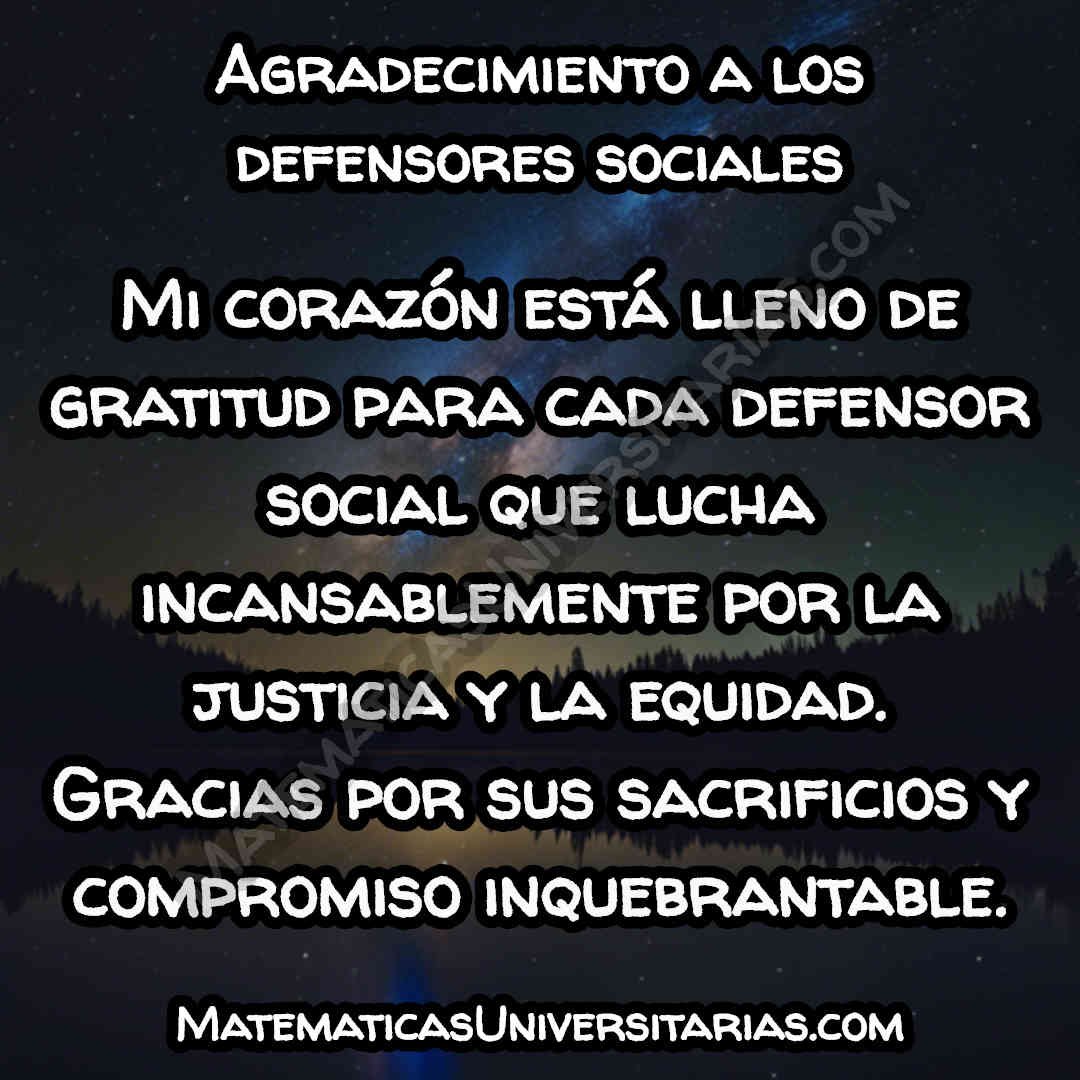 mensaje de agradecimiento a los defensores sociales