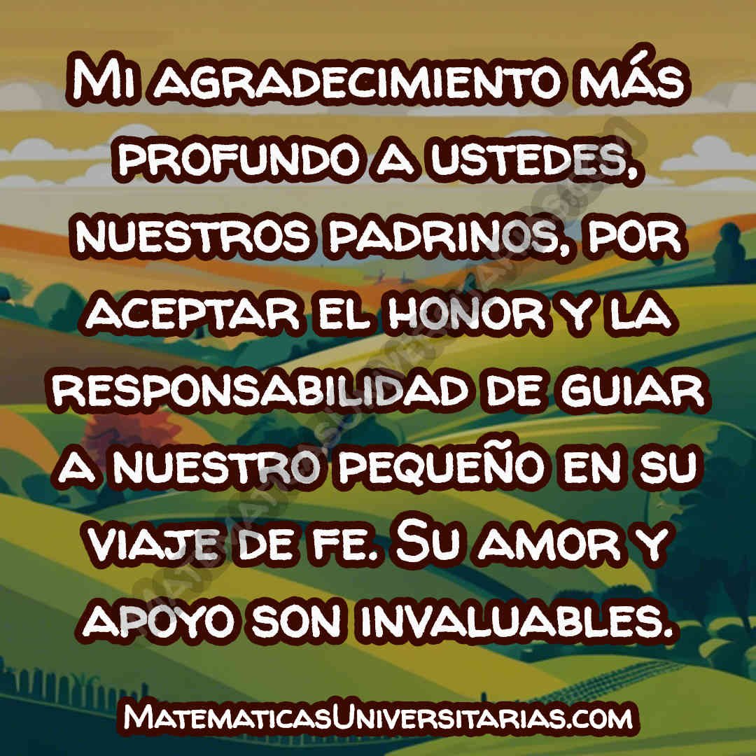 frase de gratitud en un agradecimiento de bautizo a los padrinos