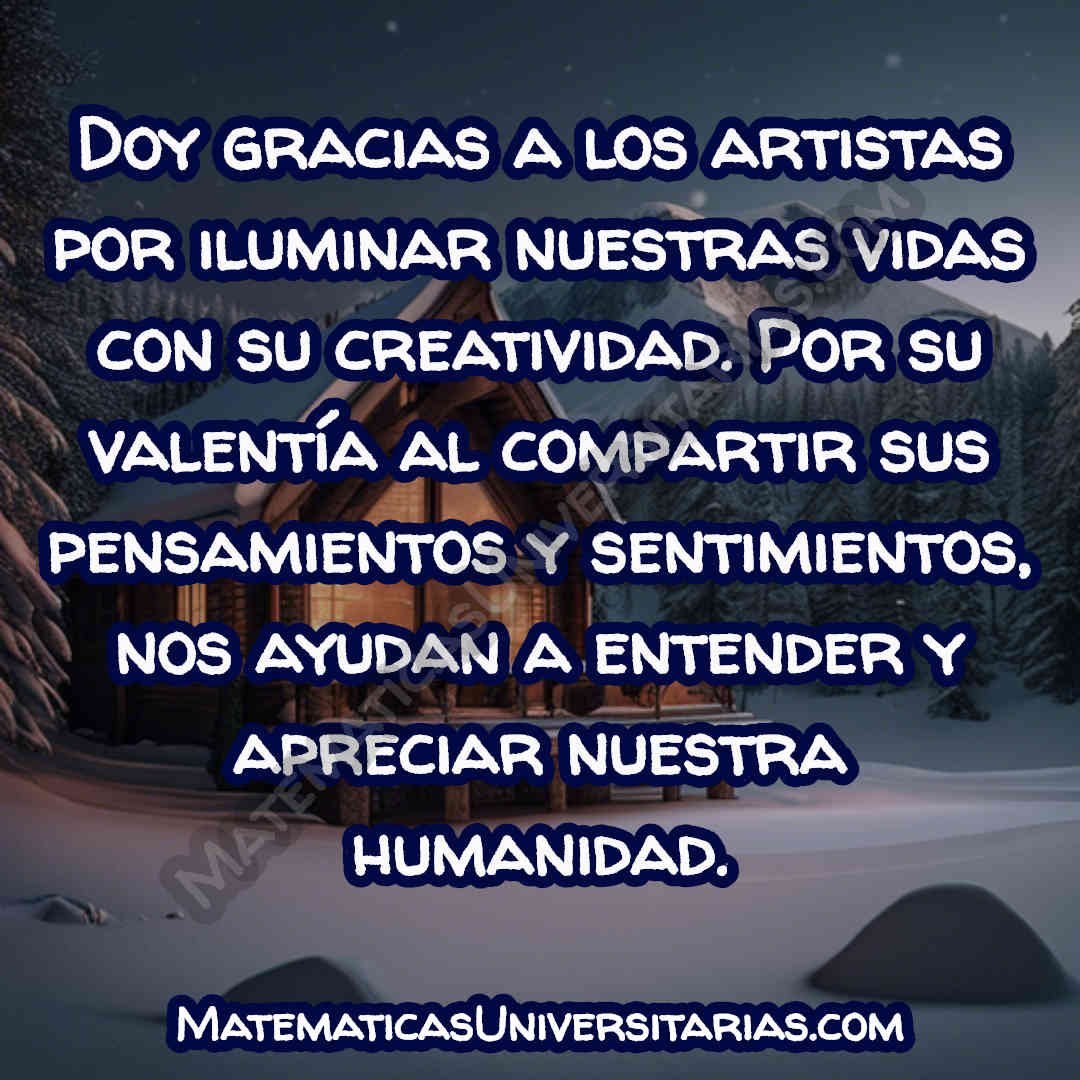 imagen con un mensaje de agradecimiento a artistas