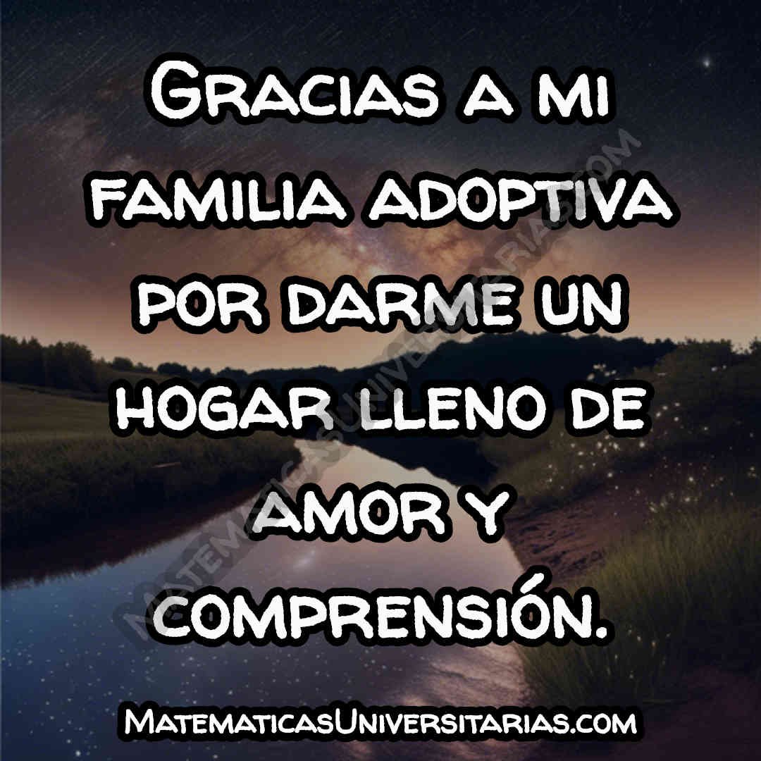 tarjeta para dar gracias con un agradecimiento a mi familia adoptiva por acogerme