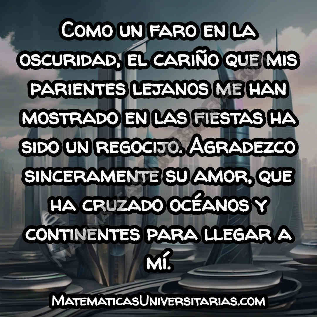 nota de agradecimiento a mis parientes lejanos por su cariño en las fiestas