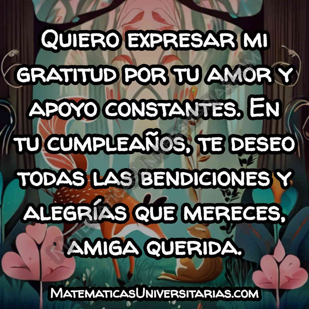 imagen con frase de un agradecimiento de cumpleaños para una amiga especial