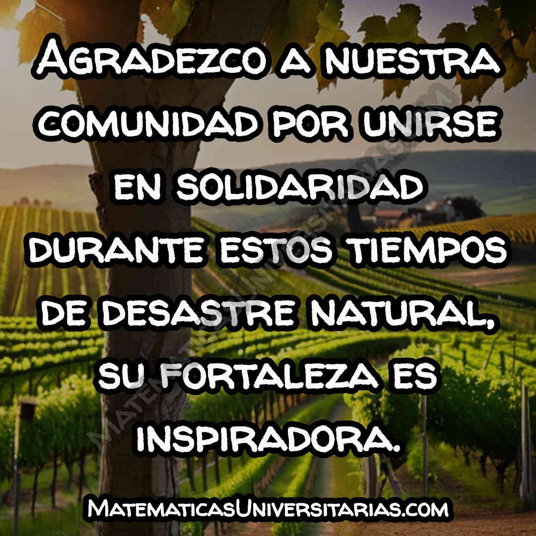 imagen con frase de un agradecimiento durante desastres naturales a la comunidad